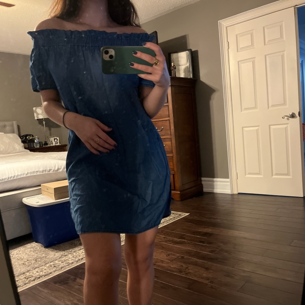 Off the shoulder jean style dress